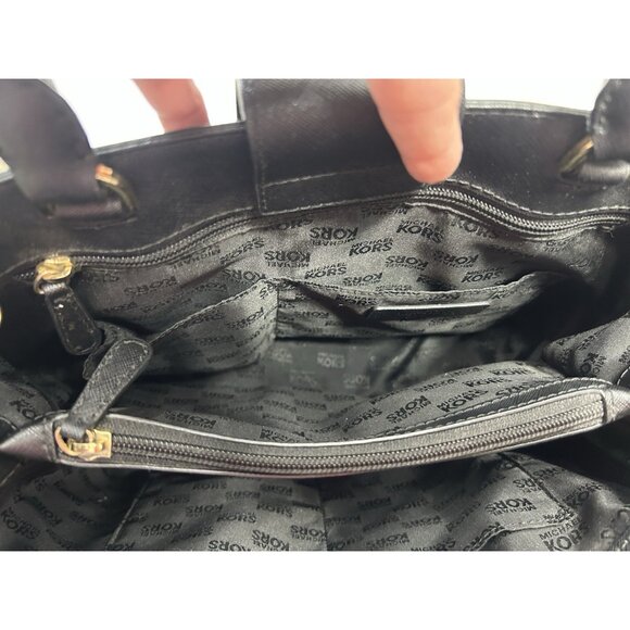 Michael Kors Hailee Large Leather Satchel Shoulder Black Bag Classic Designer - Picture 12 of 16